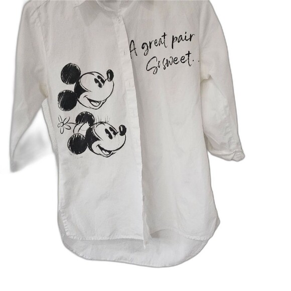 White Mickey and Minnie Mouse Disney Shirt - Picture 2 of 7